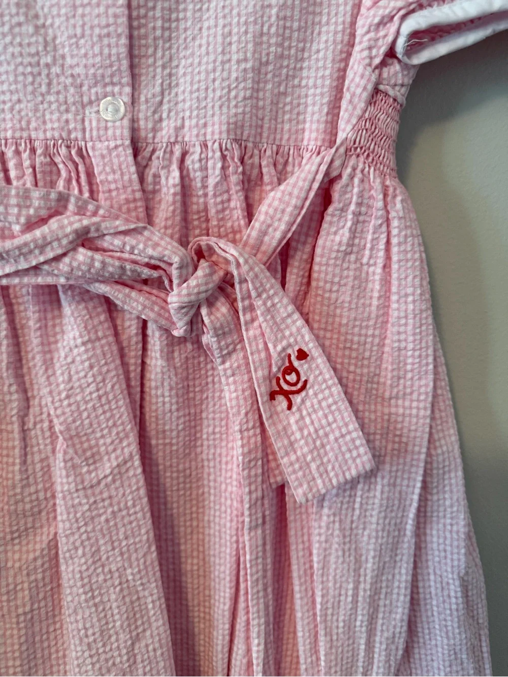 Little English Pink Heart Smocked Dress